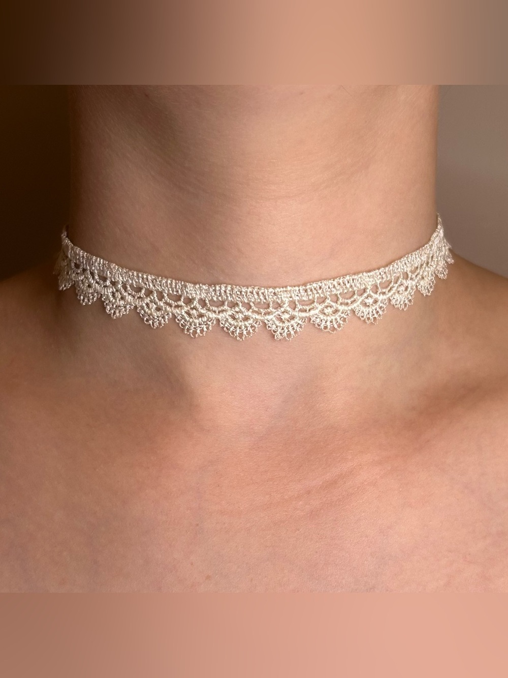 White lace choker with floral design